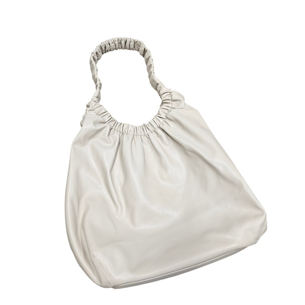 Oak + Fort Shoulder Bag Beige Ruched Vegan Leather Slouchy Hobo Minimalist
